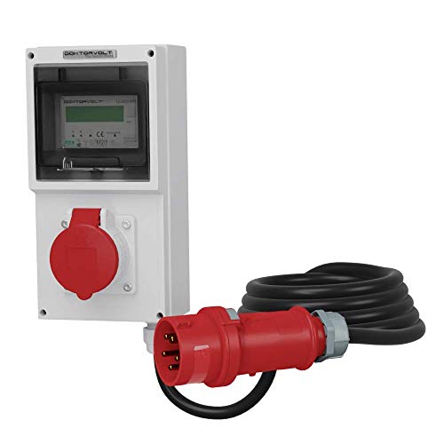 Stromverteiler 16A/400V/5P Mennekes Mobiler Stromzähler 16A MID Kabel 5x2.5mm2 Baustromverteiler Steckdosenverteiler Doktorvolt 4326 von Preis-Zone