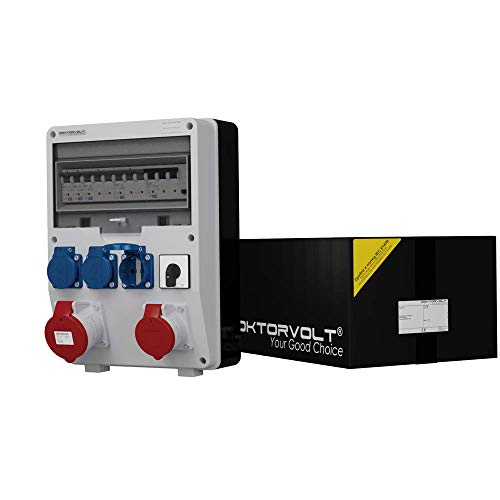 Doktorvolt Stromverteiler Baustromverteiler Wandverteiler Verteilerkasten Steckdosenverteiler TD-S/FI 32A 16A 3x230V Mit Nockenschalter 0-1 2404 von Preis-Zone