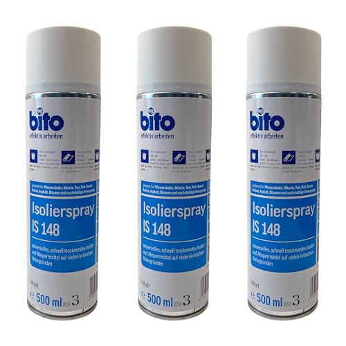 Preismaxx Isolierspray 500ml, Fleckendeckspray, zum Überstreichen von Wasserflecken, Nikotinablagerungen und Farbstiften. Verhindert das Durchscheinen der Flecken, Farbe: weiß (3er Set) von Preismaxx
