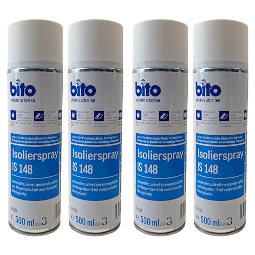Preismaxx Isolierspray 500ml, Fleckendeckspray, zum Überstreichen von Wasserflecken, Nikotinablagerungen und Farbstiften. Verhindert das Durchscheinen der Flecken, Farbe: weiß (4er Set) von Preismaxx