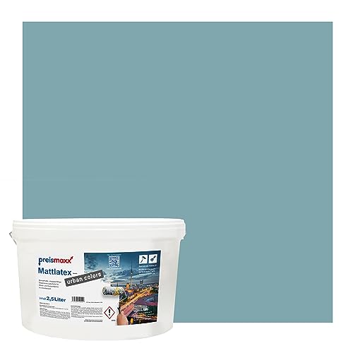 Preismaxx Mattlatex urban colors, bunte Wandfarbe, blau, petrol 2,5L von Preismaxx