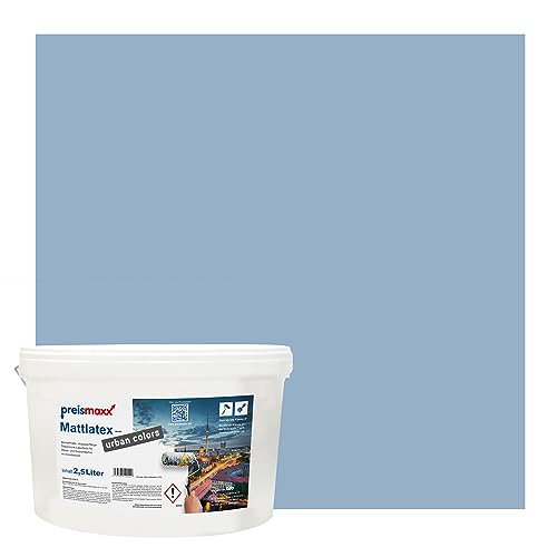 Preismaxx Mattlatex urban colors, bunte Wandfarbe, blau, taubenblau, pigeon blue 2,5L von Preismaxx