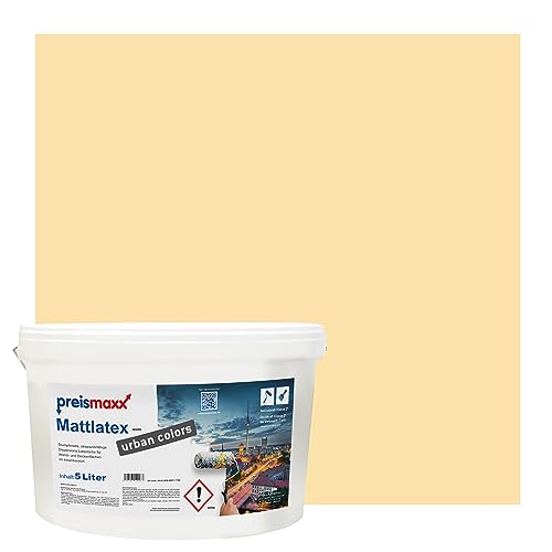 Preismaxx Mattlatex urban colors, bunte Wandfarbe, gelb, sandgelb, sand yellow 5L von Preismaxx