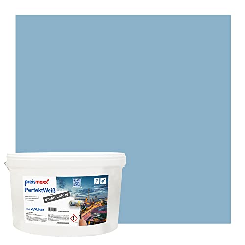 Preismaxx Perfektweiß urban colors, bunte Wandfarbe, blau, antikblau, antique blue 2,5L, Innenfarbe, hohe Deckkraft Klasse 2, matt von Preismaxx