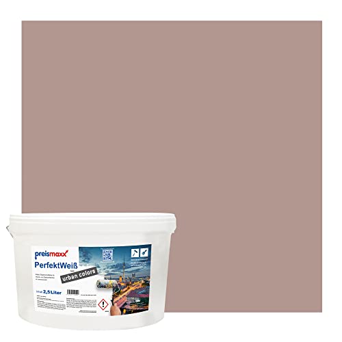 Preismaxx Perfektweiß urban colors, bunte Wandfarbe, braun, dunkles rotbraun, dark red-brown 2,5L, Innenfarbe, hohe Deckkraft Klasse 2, matt von Preismaxx