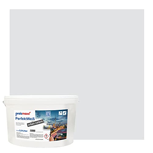 Preismaxx Perfektweiß urban colors, bunte Wandfarbe, grau, eisgrau, ice grey 2,5L, Innenfarbe, hohe Deckkraft Klasse 2, matt von Preismaxx