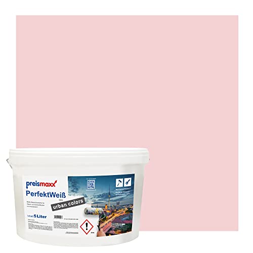 Preismaxx Perfektweiß urban colors, bunte Wandfarbe, rosa, pink, flamingo 5L, Innenfarbe, hohe Deckkraft Klasse 2, matt von Preismaxx