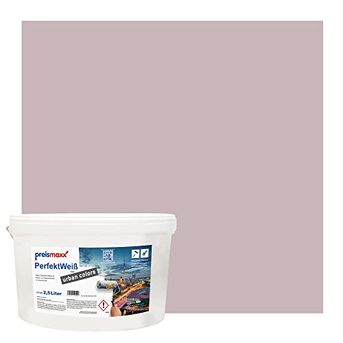 Preismaxx Perfektweiß urban colors, bunte Wandfarbe, rot, steinrot, stone red 2,5L, Innenfarbe, hohe Deckkraft Klasse 2, matt von Preismaxx