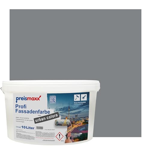 Preismaxx Profi Fassadenfarbe urban colors, bunte Außenfarbe, grau, asphaltgrau, asphalt grey 10L, matte, wasserabweisende Aussen-Dispersion, hohe Wasserdampfdurchlässigkeit Preismaxx Profi Fassadenfarbe urban colors, bunte Außenfarbe, grau, asphaltgrau, asphalt grey 10L, matte, wasserabweisende Aussen-Dispersion, hohe Wasserdampfdurchlässigkeit von Preismaxx