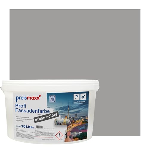 Preismaxx Profi Fassadenfarbe urban colors, bunte Außenfarbe, grau, wolfsgrau, wolf grey 10L, matte, wasserabweisende Aussen-Dispersion, hohe Wasserdampfdurchlässigkeit Preismaxx Profi Fassadenfarbe urban colors, bunte Außenfarbe, grau, wolfsgrau, wolf grey 10L, matte, wasserabweisende Aussen-Dispersion, hohe Wasserdampfdurchlässigkeit von Preismaxx