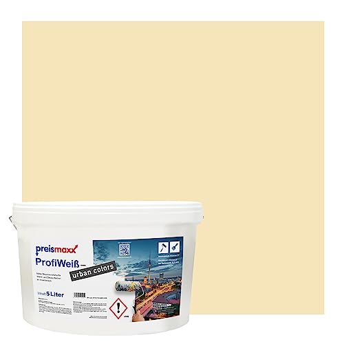 Preismaxx Profiweiß urban colors, bunte Wandfarbe, beige, champagner, champagne 5L, Innenfarbe, hohe Deckkraft Klasse 2, matt von Preismaxx