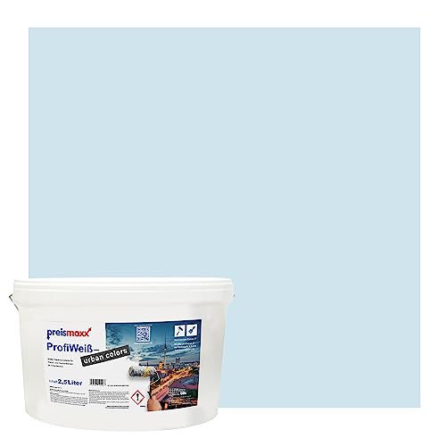 Preismaxx Profiweiß urban colors, bunte Wandfarbe, blau, babyblau, baby blue 2,5L, Innenfarbe, hohe Deckkraft Klasse 2, matt von Preismaxx