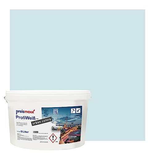 Preismaxx Profiweiß urban colors, bunte Wandfarbe, blau, himmelsblau, sky blue 5L, Innenfarbe, hohe Deckkraft Klasse 2, matt von Preismaxx