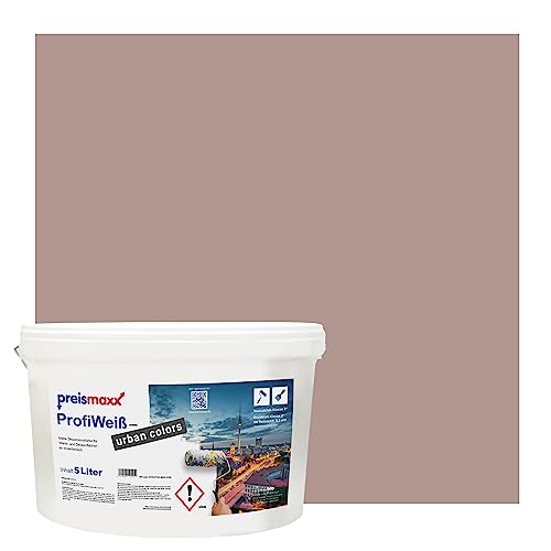 Preismaxx Profiweiß urban colors, bunte Wandfarbe, braun, dunkles rotbraun, dark red-brown 5L, Innenfarbe, hohe Deckkraft Klasse 2, matt von Preismaxx