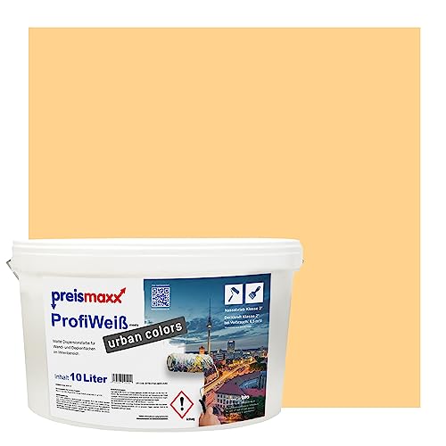 Preismaxx Profiweiß urban colors, bunte Wandfarbe, gelb, honiggelb, honey 10L, Innenfarbe, hohe Deckkraft Klasse 2, matt von Preismaxx