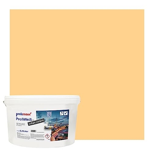 Preismaxx Profiweiß urban colors, bunte Wandfarbe, gelb, honiggelb, honey 2,5L, Innenfarbe, hohe Deckkraft Klasse 2, matt von Preismaxx