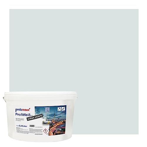 Preismaxx Profiweiß urban colors, bunte Wandfarbe, grau, aquagrau, aqua grey 2,5L, Innenfarbe, hohe Deckkraft Klasse 2, matt von Preismaxx