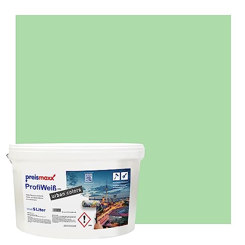 Preismaxx Profiweiß urban colors, bunte Wandfarbe, grün, froschgrün, frog green 5L, Innenfarbe, hohe Deckkraft Klasse 2, matt von Preismaxx