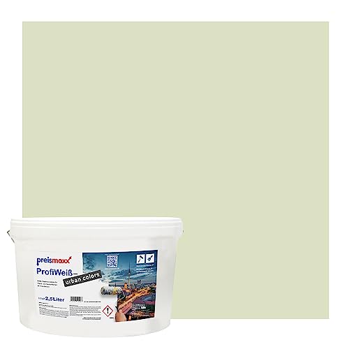 Preismaxx Profiweiß urban colors, bunte Wandfarbe, grün, hellgrün, light green 2,5L, Innenfarbe, hohe Deckkraft Klasse 2, matt von Preismaxx