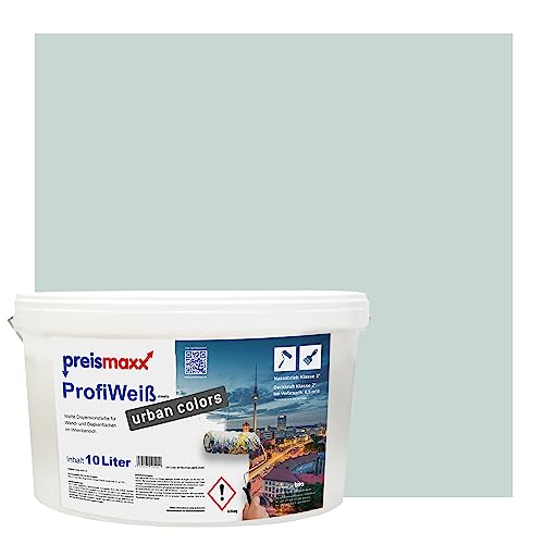 Preismaxx Profiweiß urban colors, bunte Wandfarbe, grün, seegrün, lake green 10L, Innenfarbe, hohe Deckkraft Klasse 2, matt von Preismaxx