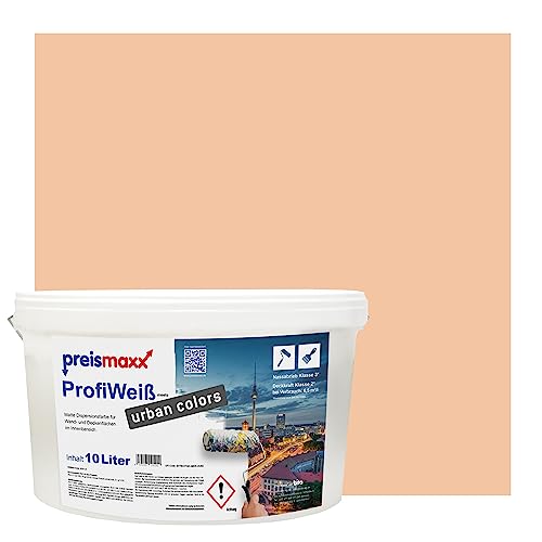 Preismaxx Profiweiß urban colors, bunte Wandfarbe, orange, pfirsich, peach 10L, Innenfarbe, hohe Deckkraft Klasse 2, matt von Preismaxx