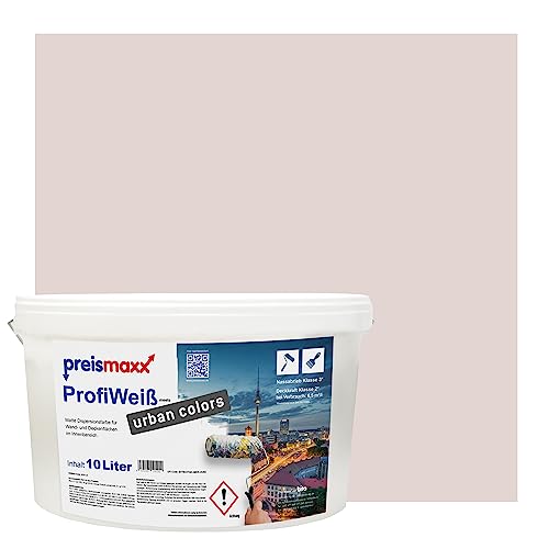 Preismaxx Profiweiß urban colors, bunte Wandfarbe, rosa, beigerosa, beige pink 10L, Innenfarbe, hohe Deckkraft Klasse 2, matt von Preismaxx