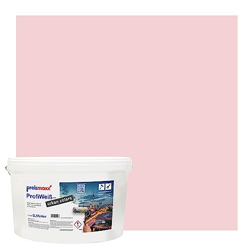 Preismaxx Profiweiß urban colors, bunte Wandfarbe, rosa, pink, flamingo 2,5L, Innenfarbe, hohe Deckkraft Klasse 2, matt von Preismaxx