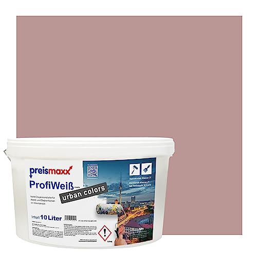 Preismaxx Profiweiß urban colors, bunte Wandfarbe, rot, rosenholz, rosewood 10L, Innenfarbe, hohe Deckkraft Klasse 2, matt von Preismaxx