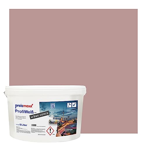 Preismaxx Profiweiß urban colors, bunte Wandfarbe, rot, rosenholz, rosewood 5L, Innenfarbe, hohe Deckkraft Klasse 2, matt von Preismaxx