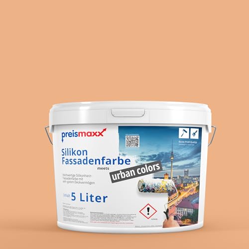 Preismaxx Silikonharz Fassadenfarbe, Aprikose Orange 5L hochwertige, matte, wasserabweisende Aussen-Dispersion, sehr guter Regenschutz - Abperleffekt Preismaxx Silikonharz Fassadenfarbe, Aprikose Orange 5L hochwertige, matte, wasserabweisende Aussen-Dispersion, sehr guter Regenschutz - Abperleffekt von Preismaxx