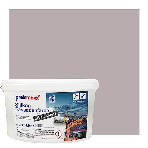 Preismaxx Silikonharz Fassadenfarbe, Braunlila Lila 10 Liter, hochwertige, matte, wasserabweisende Aussen-Dispersion, sehr guter Regenschutz - Abperleffekt von Preismaxx