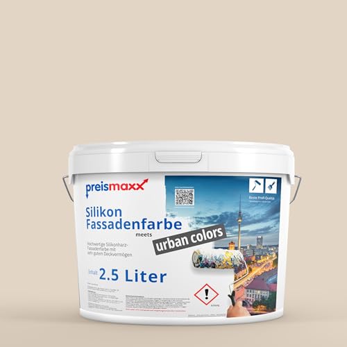 Preismaxx Silikonharz Fassadenfarbe, Cookie Beige 2,5L hochwertige, matte, wasserabweisende Aussen-Dispersion, sehr guter Regenschutz - Abperleffekt Preismaxx Silikonharz Fassadenfarbe, Cookie Beige 2,5L hochwertige, matte, wasserabweisende Aussen-Dispersion, sehr guter Regenschutz - Abperleffekt von Preismaxx