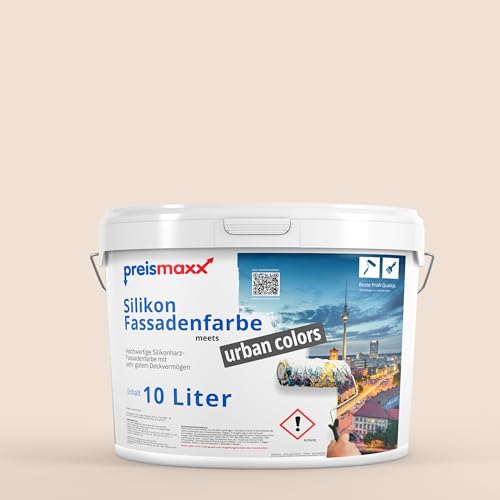 Preismaxx Silikonharz Fassadenfarbe, Perlbeige Beige 10L hochwertige, matte, wasserabweisende Aussen-Dispersion, sehr guter Regenschutz - Abperleffekt Preismaxx Silikonharz Fassadenfarbe, Perlbeige Beige 10L hochwertige, matte, wasserabweisende Aussen-Dispersion, sehr guter Regenschutz - Abperleffekt von Preismaxx