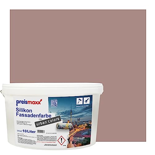 Preismaxx Silikonharz Fassadenfarbe, Schokobraun Braun 10 Liter, hochwertige, matte, wasserabweisende Aussen-Dispersion, sehr guter Regenschutz - Abperleffekt von Preismaxx