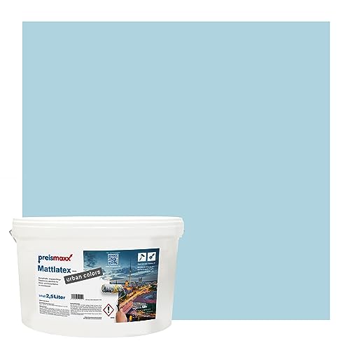 Preismaxx Mattlatex urban colors, bunte Wandfarbe, blau, maledivenblau, maldives blue 2,5L von Preismaxx