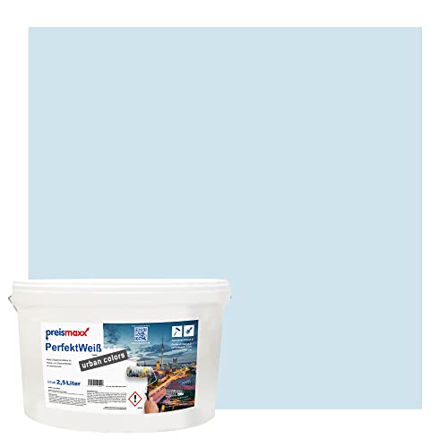 Preismaxx Perfektweiß urban colors, bunte Wandfarbe, blau, babyblau, baby blue 2,5L, Innenfarbe, hohe Deckkraft Klasse 2, matt von Preismaxx