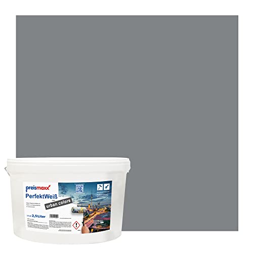 Preismaxx Perfektweiß urban colors, bunte Wandfarbe, grau, asphaltgrau, asphalt grey 2,5L, Innenfarbe, hohe Deckkraft Klasse 2, matt von Preismaxx