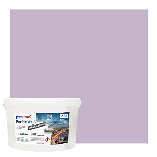 Preismaxx Perfektweiß urban colors, bunte Wandfarbe, lila, flieder, lilac 2,5L, Innenfarbe, hohe Deckkraft Klasse 2, matt von Preismaxx