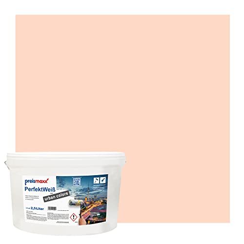 Preismaxx Perfektweiß urban colors, bunte Wandfarbe, orange, lachsfarben, salmon 2,5L, Innenfarbe, hohe Deckkraft Klasse 2, matt von Preismaxx