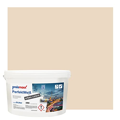 Preismaxx Perfektweiß urban colors, bunte Wandfarbe, rot, ahornholz, maple wood 5L, Innenfarbe, hohe Deckkraft Klasse 2, matt von Preismaxx