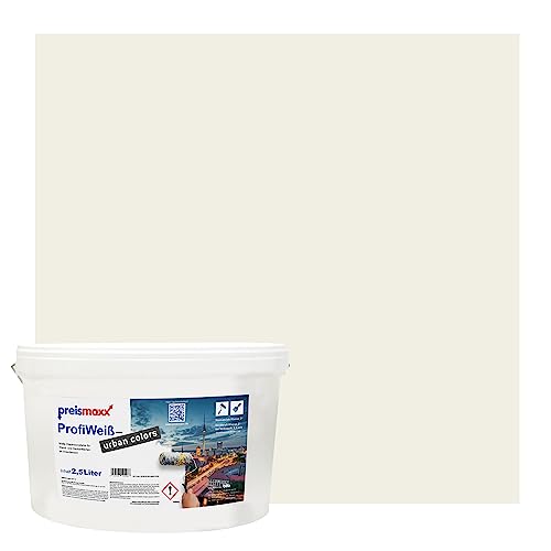 Preismaxx Profiweiß urban colors, bunte Wandfarbe, altweiß, antiquewhite 2,5L, Innenfarbe, hohe Deckkraft Klasse 2, matt von Preismaxx