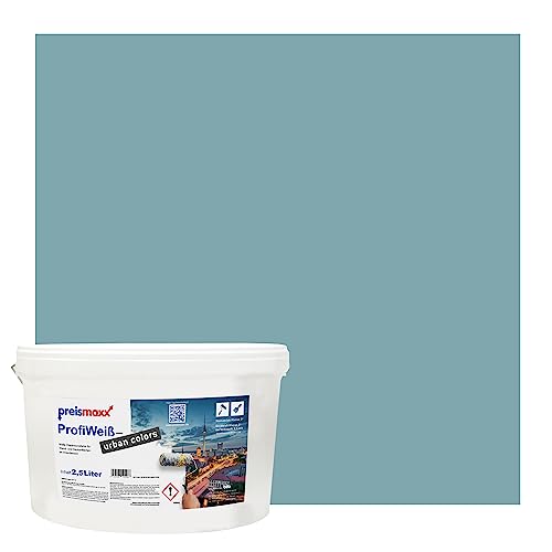 Preismaxx Profiweiß urban colors, bunte Wandfarbe, blau, petrol 2,5L, Innenfarbe, hohe Deckkraft Klasse 2, matt von Preismaxx