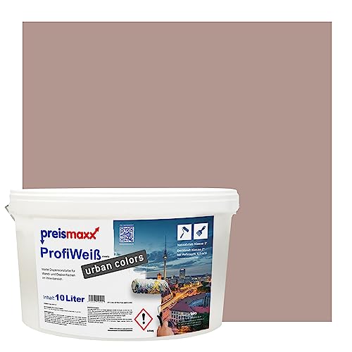 Preismaxx Profiweiß urban colors, bunte Wandfarbe, braun, dunkles rotbraun, dark red-brown 10L, Innenfarbe, hohe Deckkraft Klasse 2, matt von Preismaxx