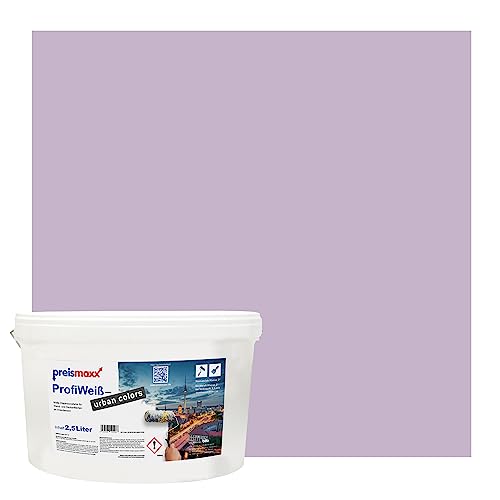 Preismaxx Profiweiß urban colors, bunte Wandfarbe, lila, flieder, lilac 2,5L, Innenfarbe, hohe Deckkraft Klasse 2, matt von Preismaxx