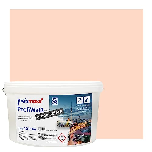 Preismaxx Profiweiß urban colors, bunte Wandfarbe, orange, lachsfarben, salmon 10L, Innenfarbe, hohe Deckkraft Klasse 2, matt von Preismaxx