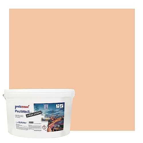 Preismaxx Profiweiß urban colors, bunte Wandfarbe, orange, pfirsich, peach 2,5L, Innenfarbe, hohe Deckkraft Klasse 2, matt von Preismaxx