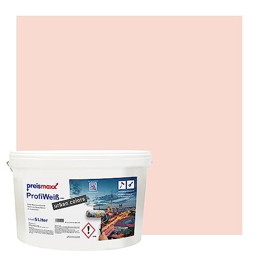 Preismaxx Profiweiß urban colors, bunte Wandfarbe, rosa, rose 5L, Innenfarbe, hohe Deckkraft Klasse 2, matt von Preismaxx