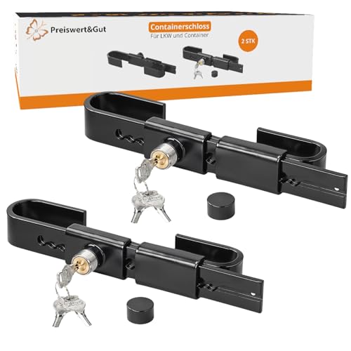 Preiswert&Gut 2x Containerschloss verstellbar von 22 bis 43 cm inkl. 2 Schlüssel - Seecontainer und Frachtcontainer-Schloss 0,7 cm Stahlriegel – Diebstahlschutz für LKW Baucontainer von Preiswert & Gut