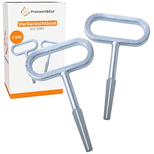 Preiswert&Gut 2x Vierkantschlüssel 7-10mm Innen Vierkant Aufsteckschlüssel - 4 Kant Schlüssel für präzise Reparaturen Schlüssel Werkzeuge - Der Aufsteckschlüssel ist auch geeignet für Pferdeanhänger von Preiswert & Gut