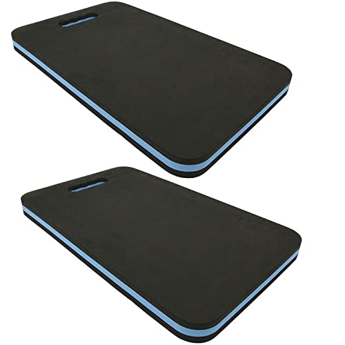 Preiswert&Gut 2X Kniekissen für Garten und Arbeit 50x30x3cm – Knieschoner schwarz-blau, 260g knieschonend & bequem, Öl- & Benzin-resistent mit Hängegriff Kniebrett für Auto von Preiswert & Gut